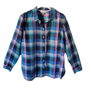 Old Navy Cotton Plaid Button-down Shirt XL
